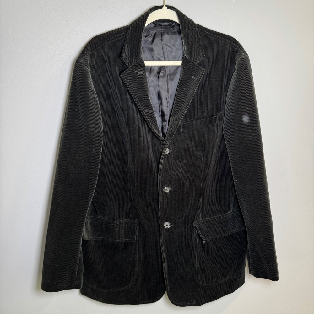Polo Ralph Lauren Mens Black Corduroy 3-Button Blazer Sport Coat Jacket